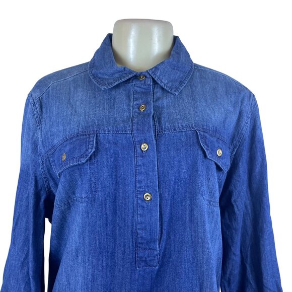 Carry On River Blues Women’s Blue Chambray Long Sleeve Tunic Shirt Size XL - New - Picture 4 of 9